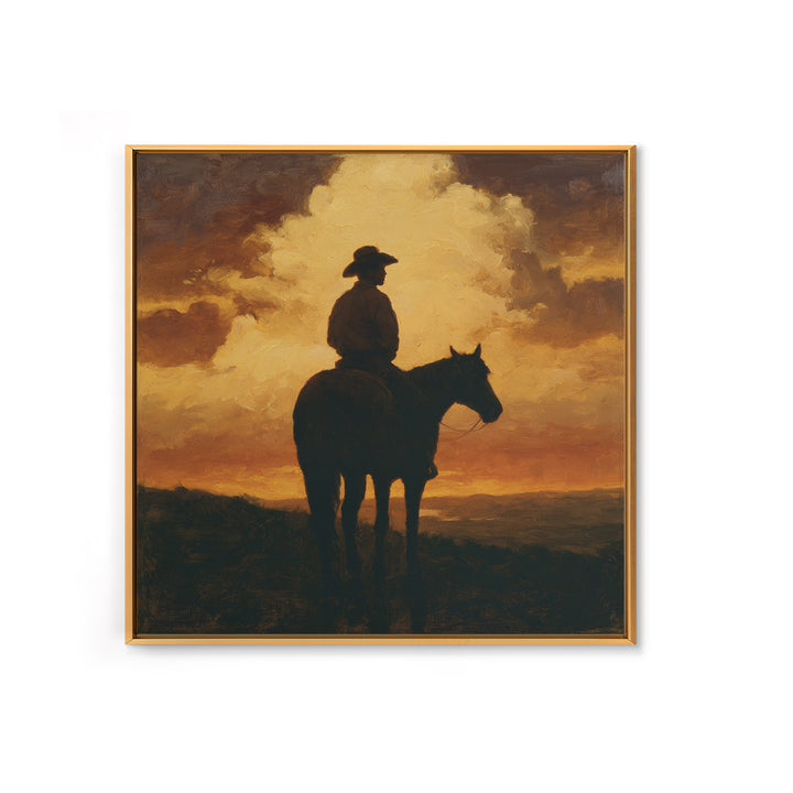 Equestrian Rider Silhouette at Sunrise Canvas Print, Equestrian Art, Wall Art, Living Room Decor, Fine Art, Equestrian, EQU-1x1-99