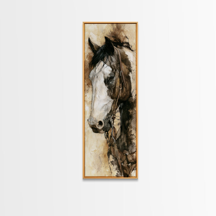 Horse Head Rendered Canvas Print, Equestrian Art, Gallery Wall Art, Living Room Decor, Fine Art, Equestrian, Textured Painting, EQU-1x3-18