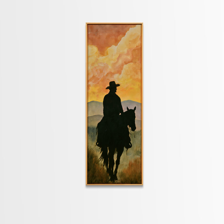 Equestrian Rider Silhouette at Sunrise Canvas Print, Equestrian Art, French Country Decor, Living Room Decor, Equestrian, EQU-1x3-87