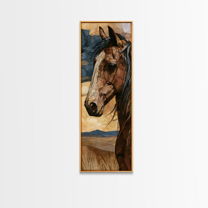 Horse Head Rendered Canvas Print, Equestrian Art, Art Print, Living Room Decor, Abstract Art, Equestrian, Large Wall Art, EQU-1x3-90