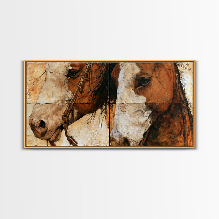 Horse Head Rendered Canvas Print, Equestrian Art, Living Room Decor, Abstract Art, Equestrian, Modern Wall Art, EQU-2x1-74