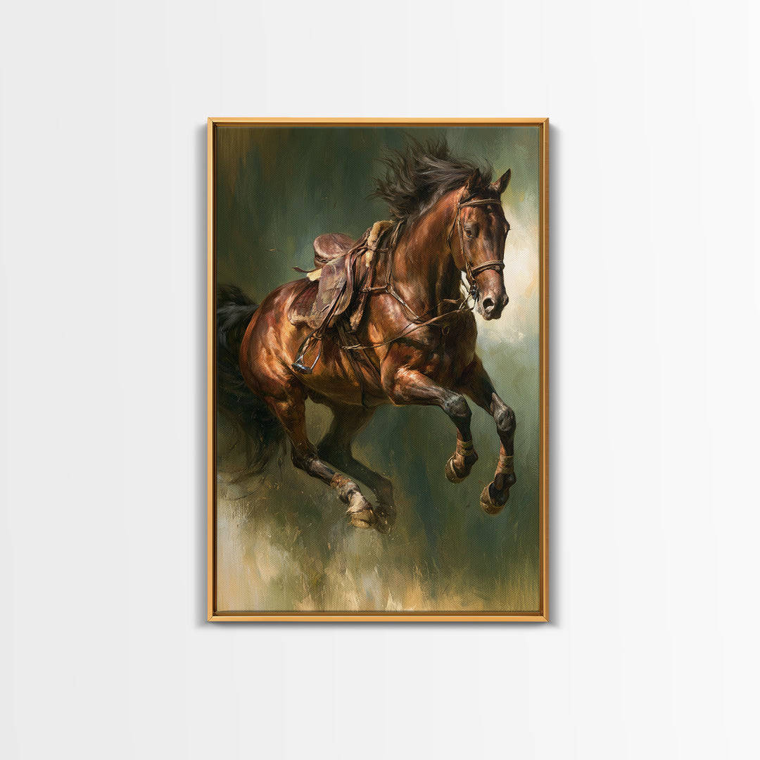 Show Jumping Horse Mid Leap Canvas Print, Equestrian Art, Gallery Decor, Living Room Decor, Fine Art, Equestrian, EQU-2x3-15
