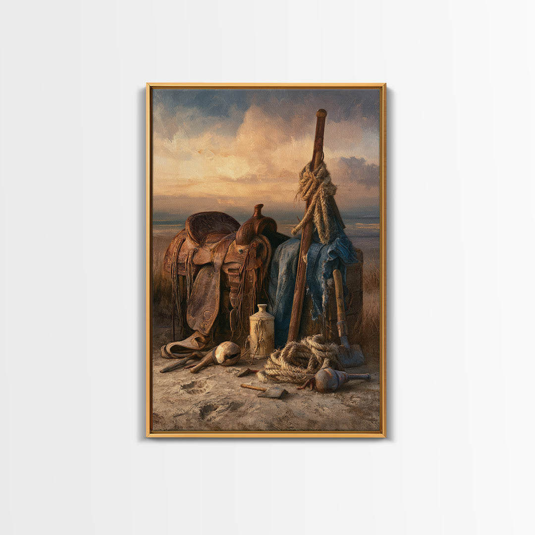 Stable Tools Arranged Like Old Master Still Canvas Print, Equestrian Art, Statement Artwork, Living Room Decor, Equestrian, EQU-2x3-31