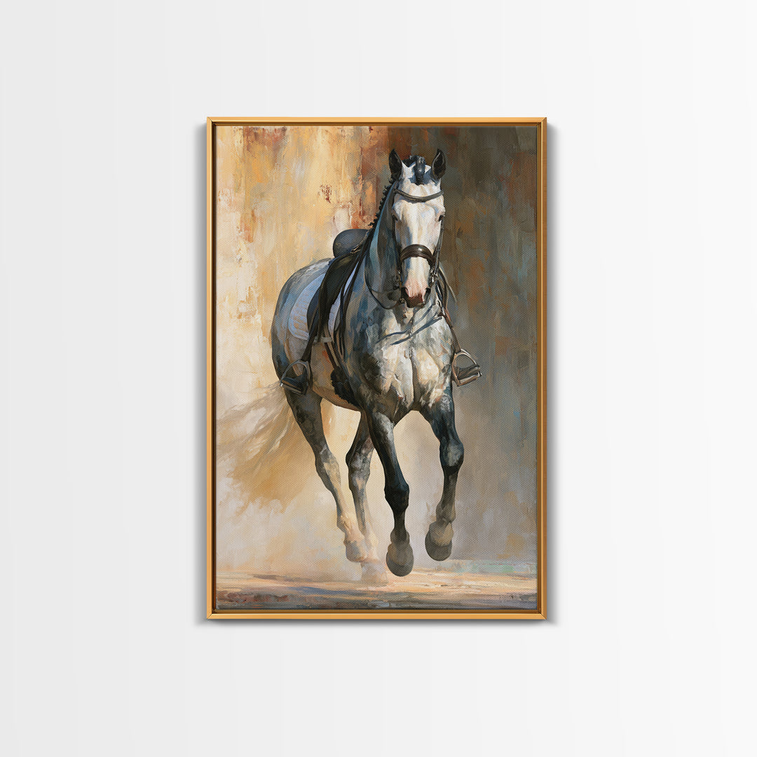 Dressage Horse in Refined Classical Pose Canvas Print, Equestrian Art, Home Decor, Living Room Decor, Oil Painting, Equestrian, EQU-2x3-66