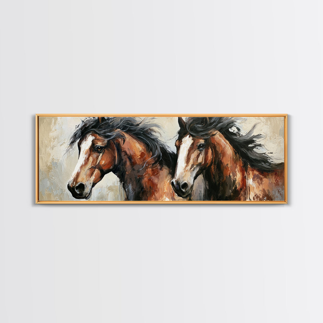 Chestnut Horse Portrait Framed Canvas Print, Equestrian Art, Farmhouse Wall Art, Living Room Decor, Fine Art, Equestrian, EQU-3x1-73