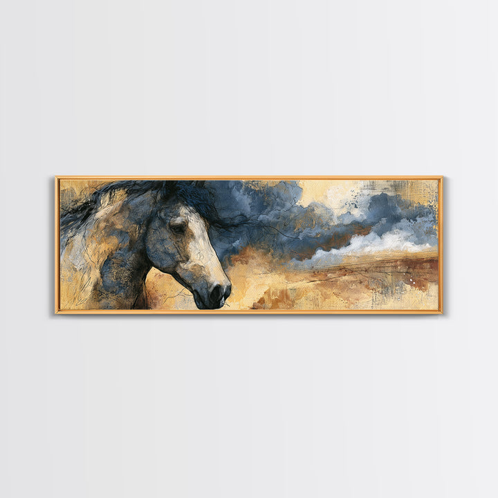 Horse Head Rendered Canvas Print, Equestrian Art, Western Decor, Living Room Decor, Abstract Art, Equestrian, EQU-3x1-94