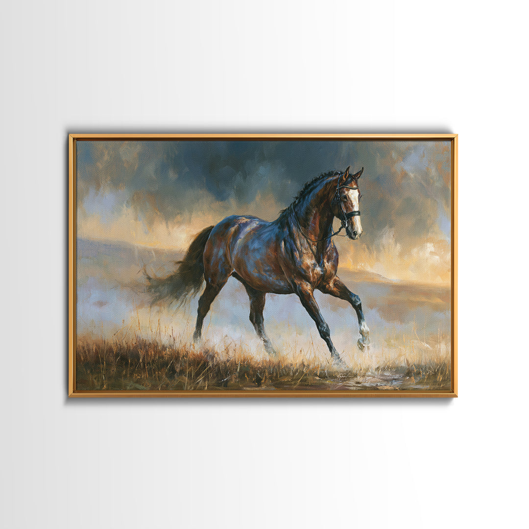 Dressage Horse in Refined Classical Pose Canvas Print, Equestrian Art, Living Room Decor, Equestrian, Farmhouse Wall Art, EQU-3x2-38