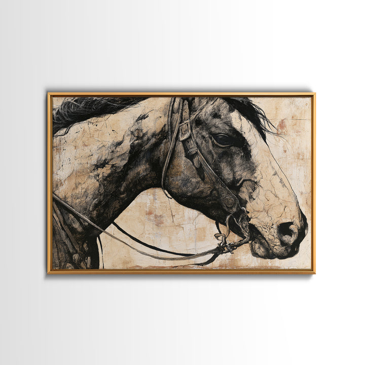 Horse Head Rendered Canvas Print, Equestrian Art, Western Decor, Living Room Decor, Abstract Art, Equestrian, EQU-3x2-58