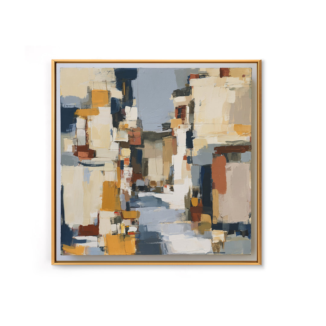 Distorted City Street Framed Canvas Print, Expressionist Art, Modern Decor, Living Room Decor, Fine Art, Expression, Wall Decor, EXP-1x1-1