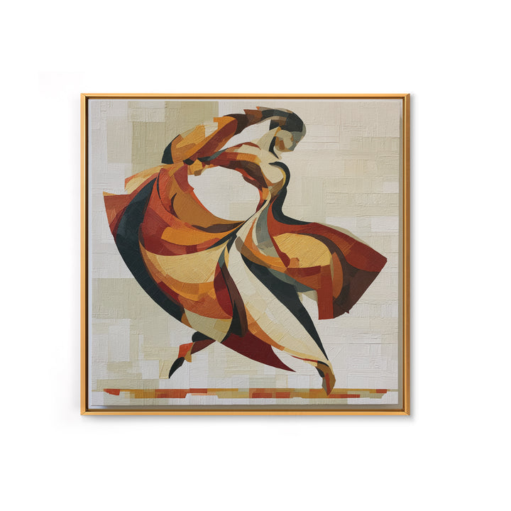 Dancer Figure Fractured into Vibrant Movement Canvas Print, Expressionist Art, Colorful Wall Art, Living Room Decor, Expression, EXP-1x1-100