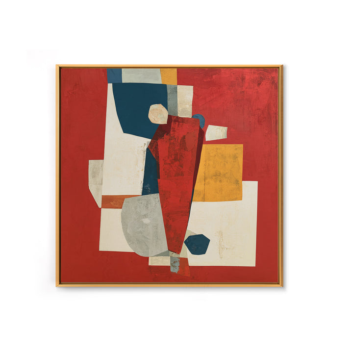 Red Room Interior Abstraction Without Realistic Furniture Canvas Print, Expressionist Art, Living Room Decor, Abstract Art, EXP-1x1-19
