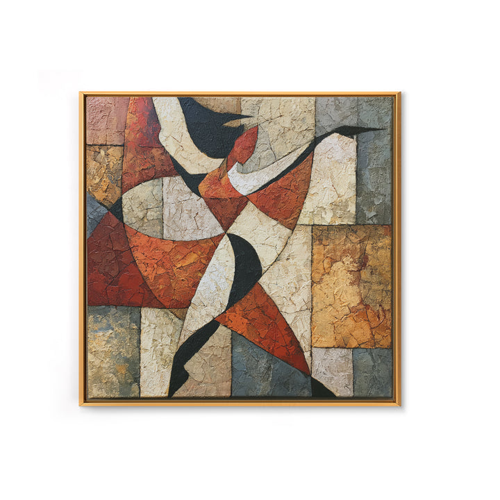Dancer Figure Fractured into Vibrant Movement Canvas Print, Expressionist Art, Digital Art, Living Room Decor, Expression, EXP-1x1-28