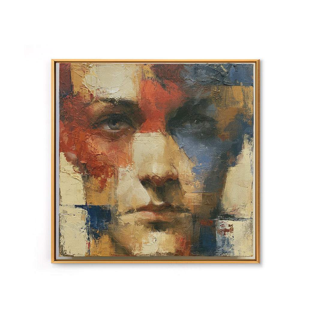Emotional Portrait with Bold Red and Blue Canvas Print, Expressionist Art, Downloadable Prints, Living Room Decor, Expression, EXP-1x1-50
