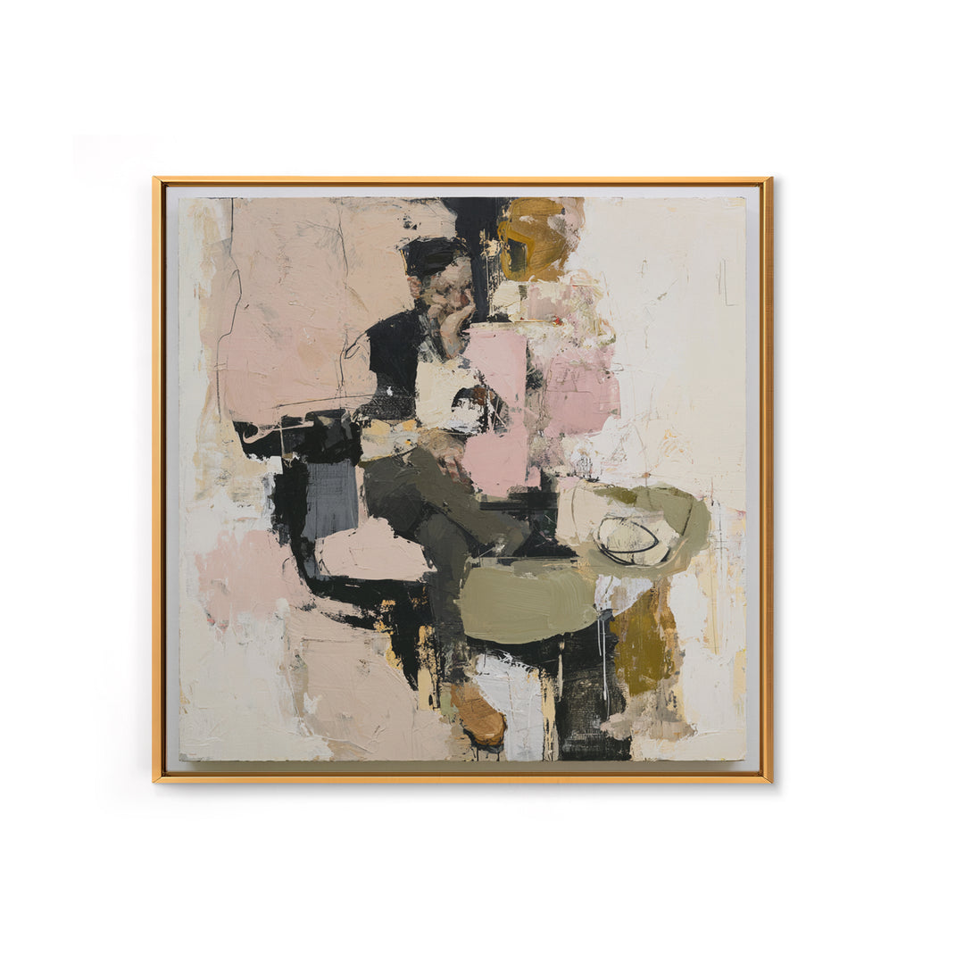 Seated Figure with Raw Gestural Outlines Canvas Print, Expressionist Art, Colorful Wall Art, Living Room Decor, Expression, EXP-1x1-55