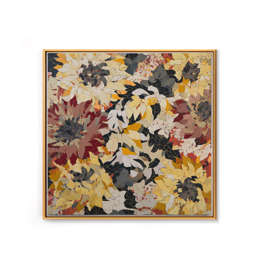Sunflowers Twisting in Intense Painted Energy Canvas Print, Expressionist Art, Large Wall Art, Living Room Decor, Expression, EXP-1x1-56