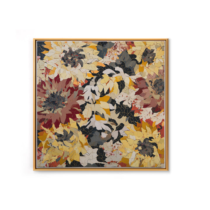 Sunflowers Twisting in Intense Painted Energy Canvas Print, Expressionist Art, Large Wall Art, Living Room Decor, Expression, EXP-1x1-56