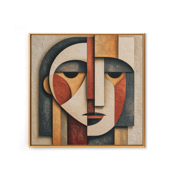Abstract Face Split by Contrasting Emotions Canvas Print, Expressionist Art, Gallery Decor, Living Room Decor, Expression, EXP-1x1-59