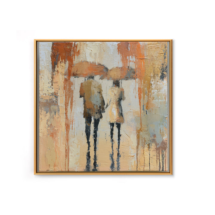 Couple Walking Through Rain Framed Canvas Print, Expressionist Art, Downloadable Prints, Living Room Decor, Expression, EXP-1x1-71