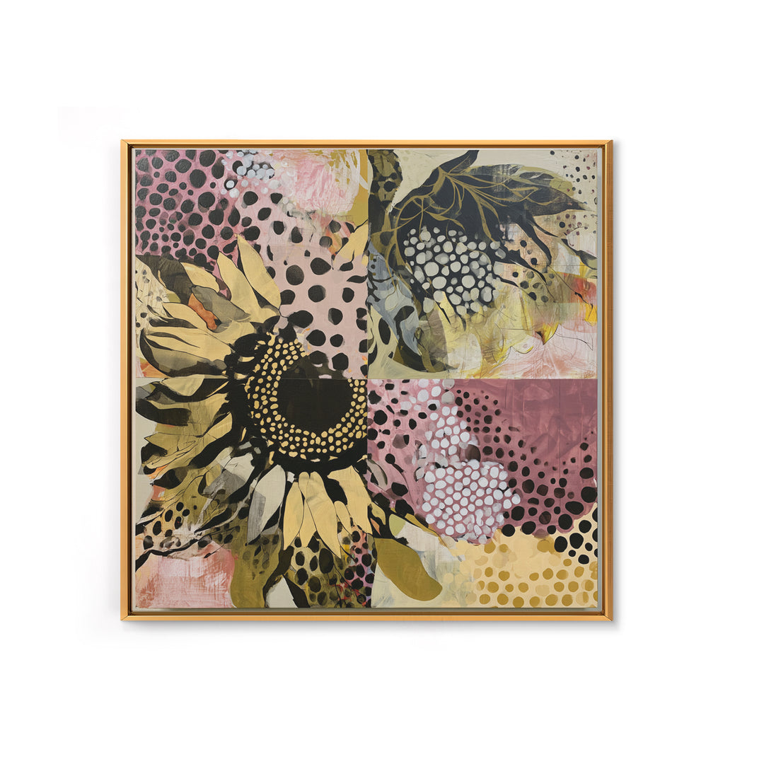 Sunflowers Twisting in Intense Painted Energy Canvas Print, Expressionist Art, Living Room Decor, Expression, EXP-1x1-8