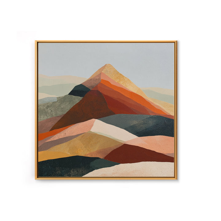 Mountain Landscape in Vibrating Color Bands Framed Canvas Print, Expressionist Art, Wall Art, Living Room Decor, Expression, EXP-1x1-93