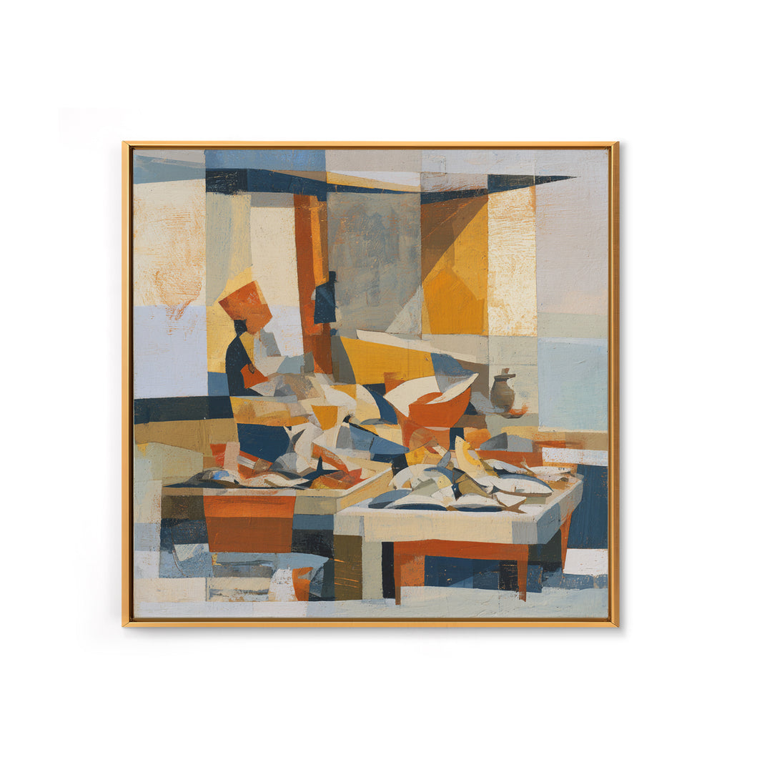 Fish Market Scene Canvas Print, Expressionist Art, Modern Decor, Living Room Decor, Abstract Art, Expression, Wall Decor, EXP-1x1-94