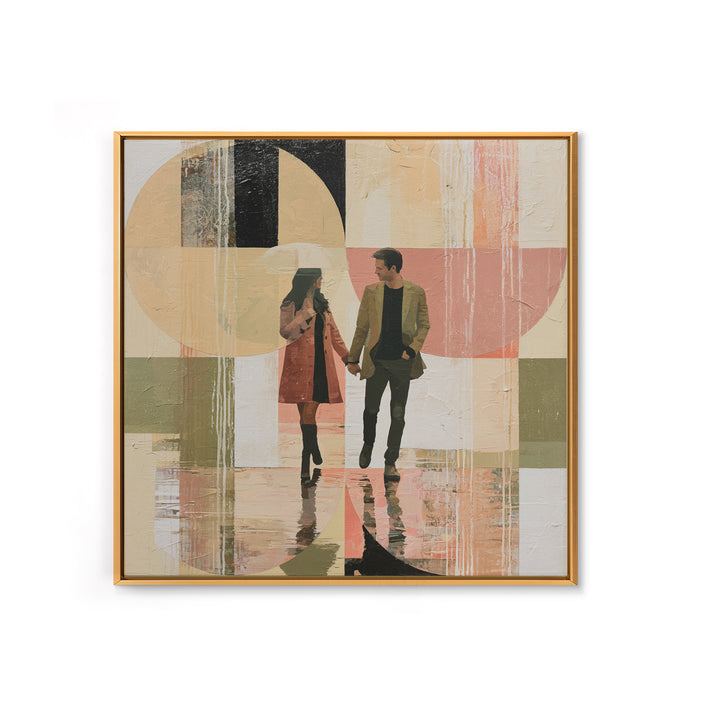 Couple Walking Through Rain Canvas Print, Expressionist Art, Fine Art Print, Living Room Decor, Fine Art, Expression, EXP-1x1-95