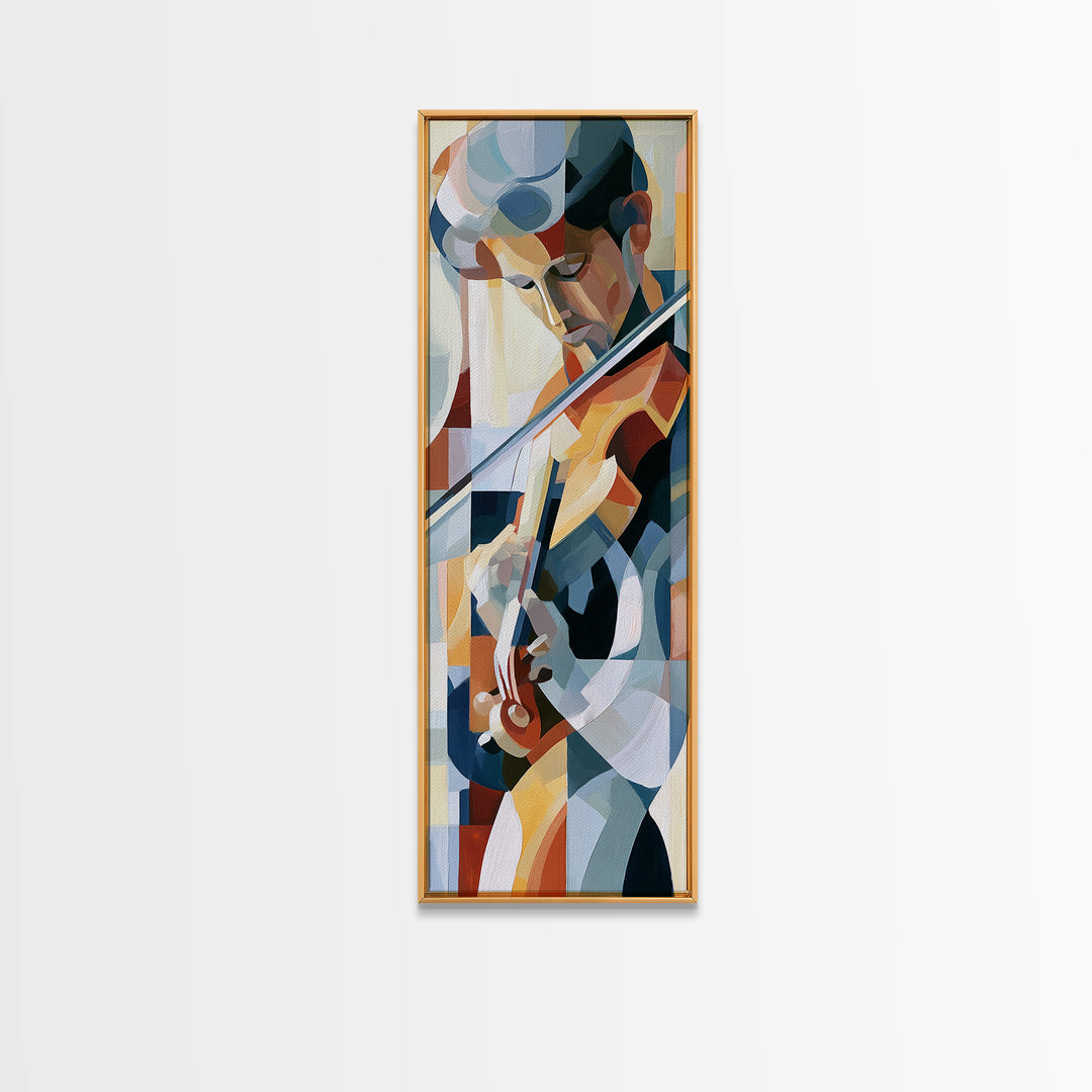 Violinist Painted in Electric Brush Marks Canvas Print, Expressionist Art, Colorful Wall Art, Living Room Decor, Expression, EXP-1x3-1