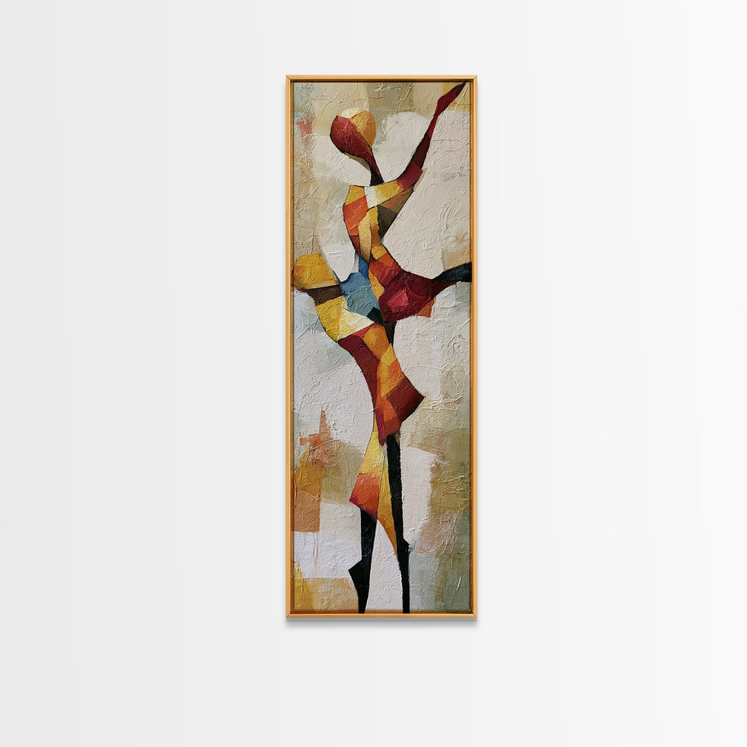 Dancer Figure Fractured into Vibrant Movement Canvas Print, Expressionist Art, Home Decor, Living Room Decor, Expression, EXP-1x3-16