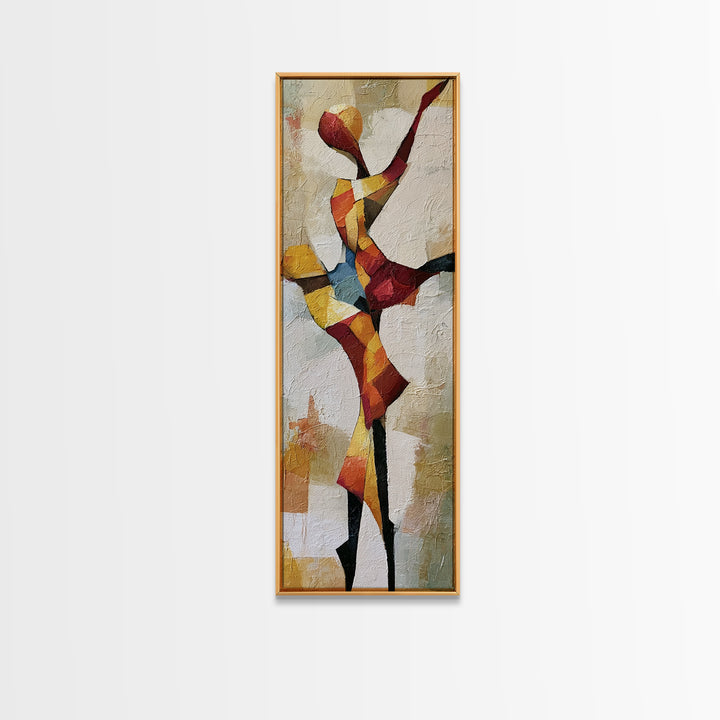 Dancer Figure Fractured into Vibrant Movement Canvas Print, Expressionist Art, Home Decor, Living Room Decor, Expression, EXP-1x3-16