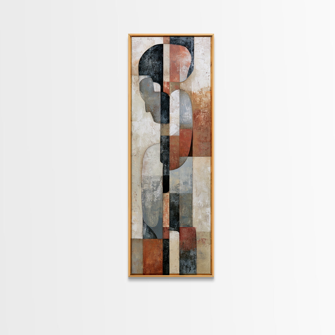Seated Figure with Raw Gestural Outlines Framed Canvas Print, Expressionist Art, Abstract Art, Living Room Decor, Expression, EXP-1x3-19