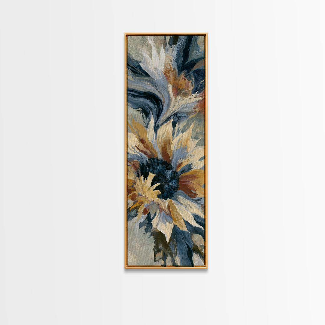 Sunflowers Twisting in Intense Painted Energy Framed Canvas Print, Expressionist Art, Art, Living Room Decor, Expression, EXP-1x3-20