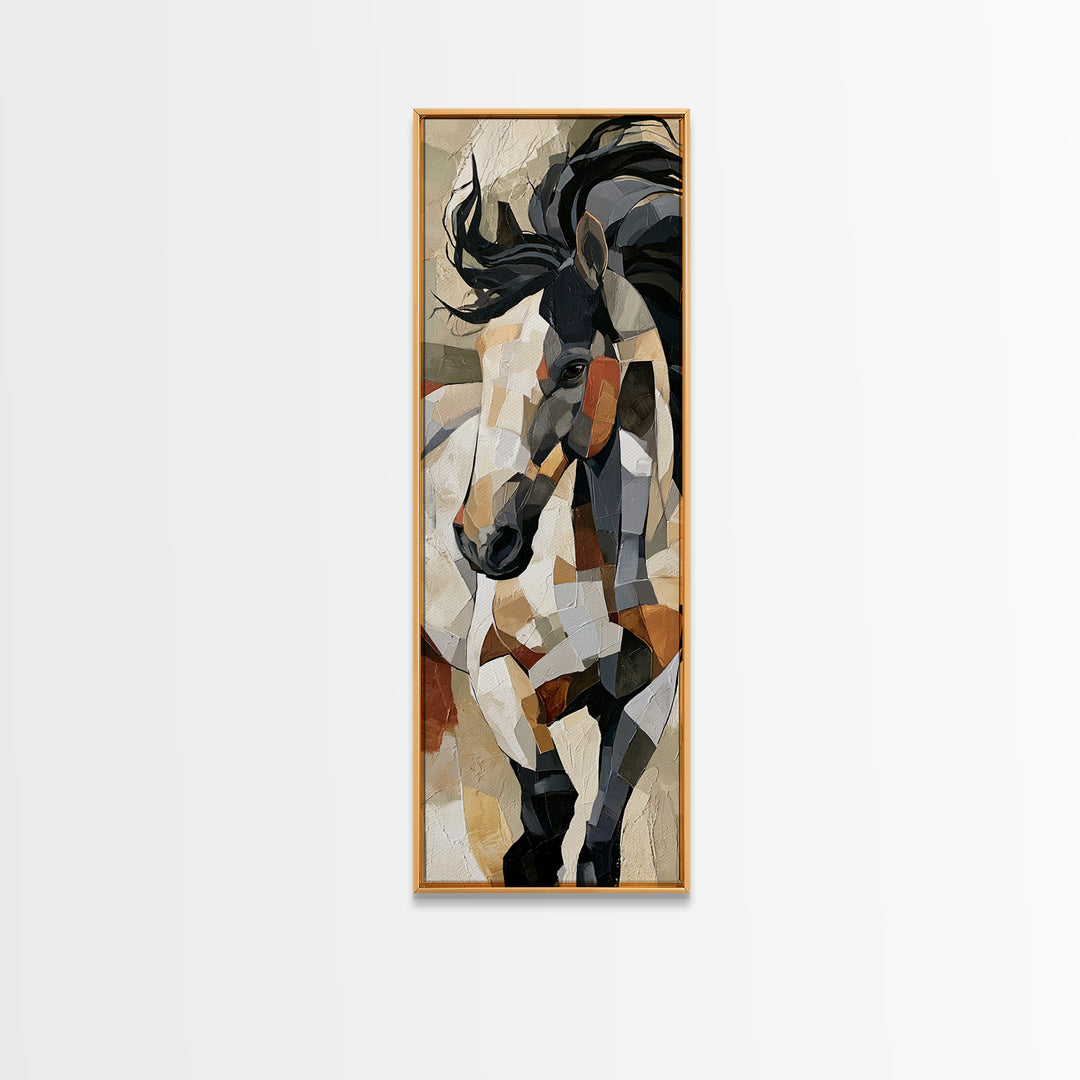 Expressionist Horse in Motion with Wild Mane Canvas Print, Expressionist Art, Minimalist Wall Art, Living Room Decor, EXP-1x3-22