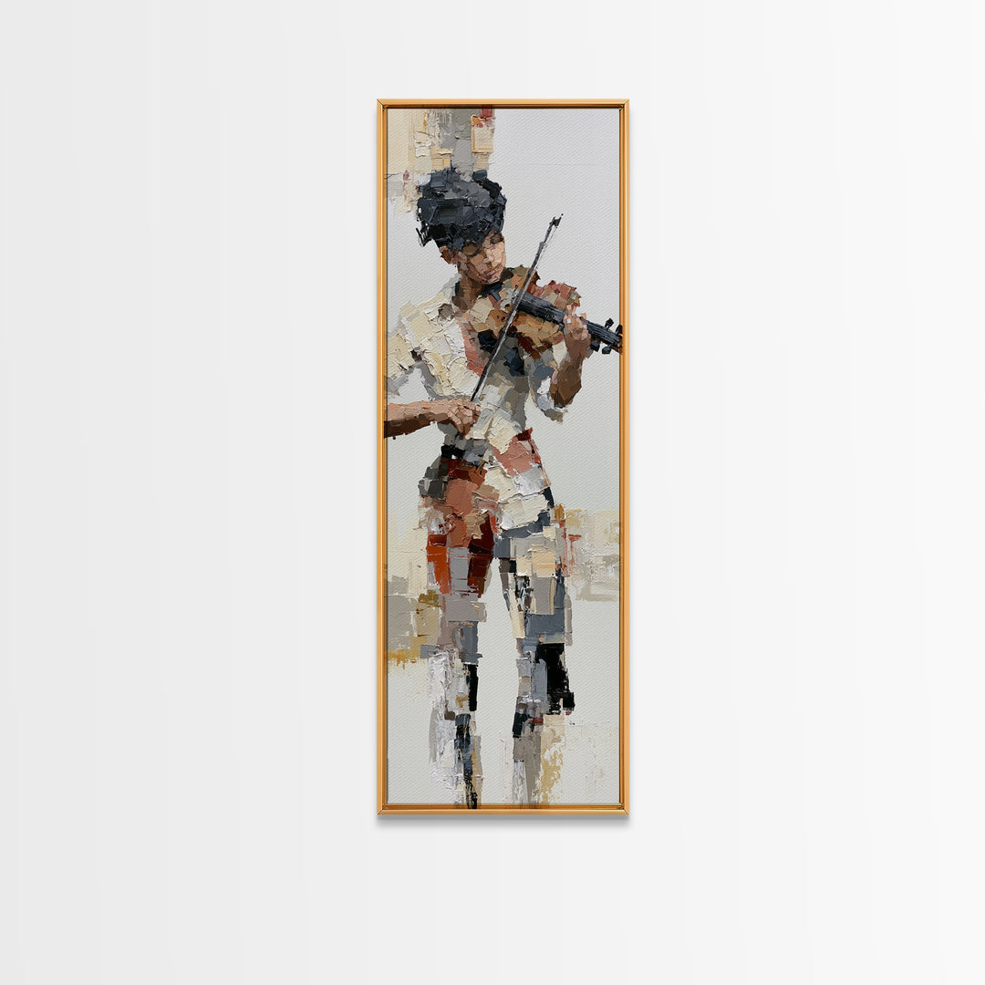 Violinist Painted in Electric Brush Marks Canvas Print, Expressionist Art, Digital Wall Art, Living Room Decor, Expression, EXP-1x3-25