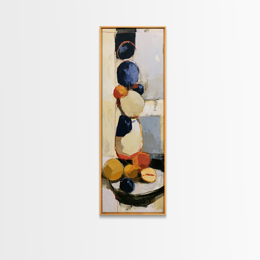 Bold Still Life of Fruit Framed Canvas Print, Expressionist Art, Textured Painting, Living Room Decor, Abstract Art, Expression, EXP-1x3-29