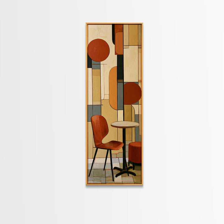 Lonely Caf Table Canvas Print, Expressionist Art, Blue Wall Art, Living Room Decor, Fine Art, Expression, Luxury Decor, EXP-1x3-41