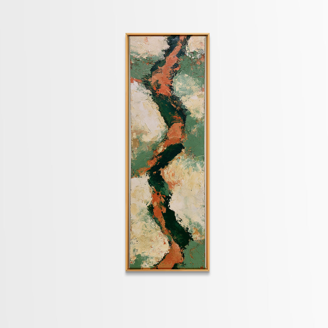 Garden Path with Thick Green and Orange Canvas Print, Expressionist Art, Fine Art Print, Living Room Decor, Expression, EXP-1x3-50