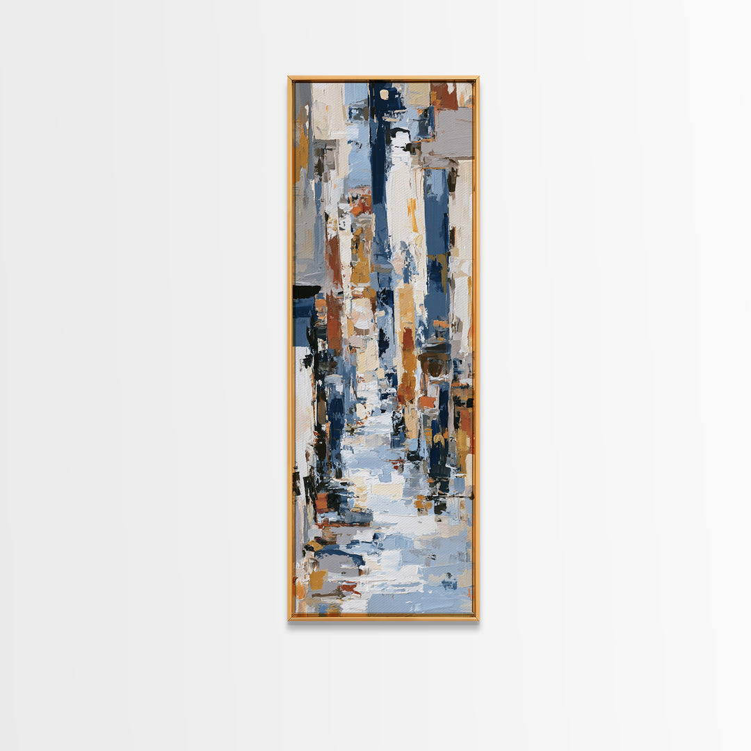 Distorted City Street Framed Canvas Print, Expressionist Art, Painting, Living Room Decor, Expression, Abstract Wall Art, EXP-1x3-61