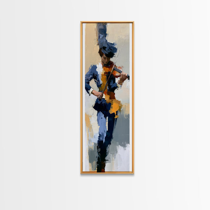 Violinist Painted in Electric Brush Marks Canvas Print, Expressionist Art, Abstract Art, Living Room Decor, Expression, EXP-1x3-73