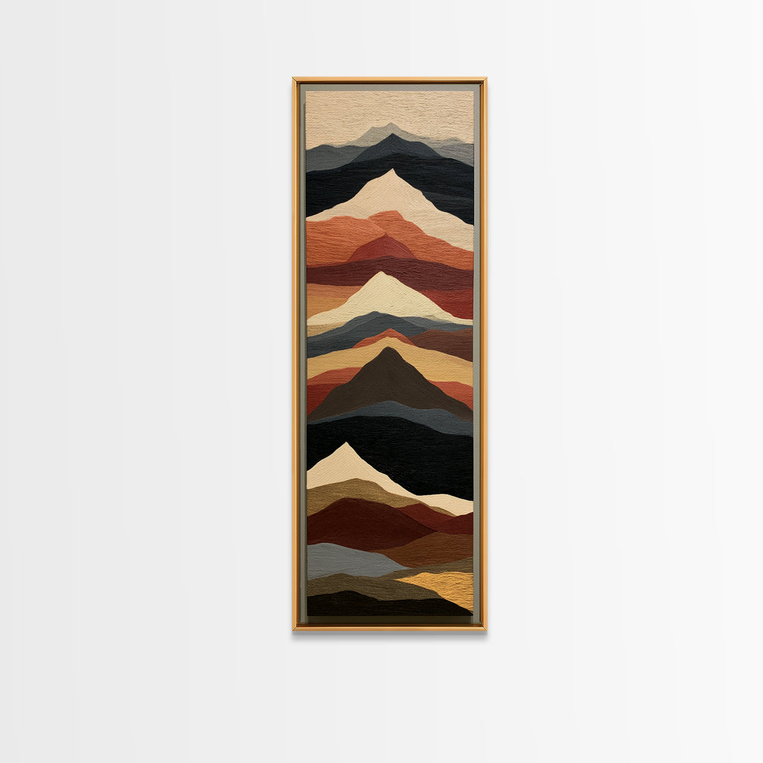 Mountain Landscape in Vibrating Color Bands Canvas Print, Expressionist Art, Unique Wall Art, Living Room Decor, Expression, EXP-1x3-81