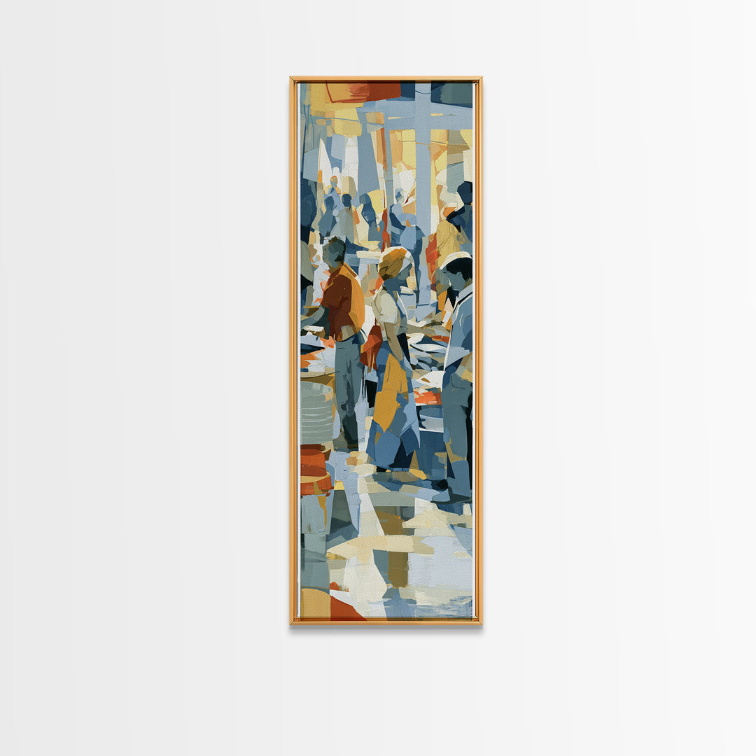 Fish Market Scene Canvas Print, Expressionist Art, Boho Decor, Living Room Decor, Fine Art, Expression, Digital Prints, EXP-1x3-82