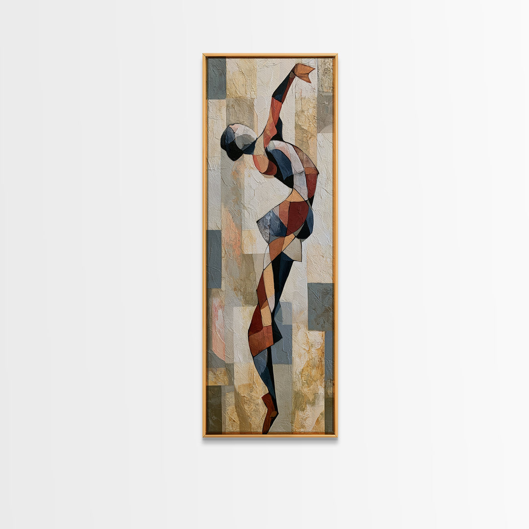 Dancer Figure Fractured into Vibrant Movement Canvas Print, Expressionist Art, Modern Art, Living Room Decor, Oil Painting, EXP-1x3-88