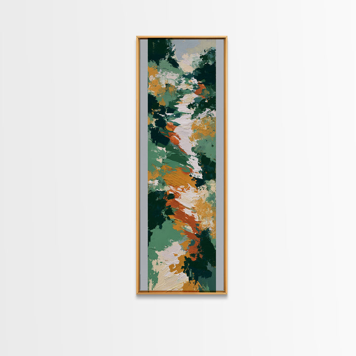 Garden Path with Thick Green and Orange Canvas Print, Expressionist Art, Textured Painting, Living Room Decor, Expression, EXP-1x3-98