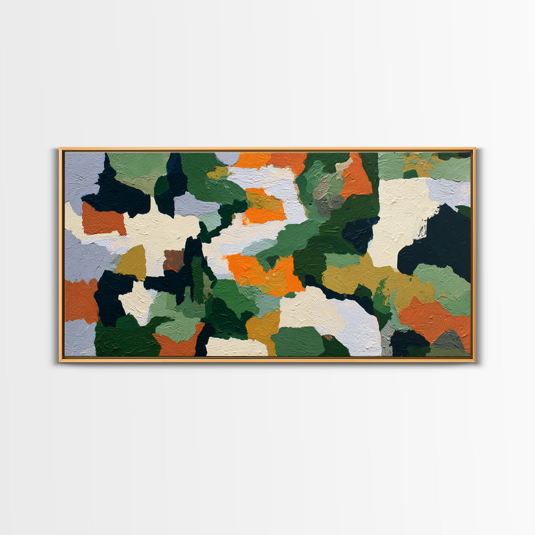 Garden Path with Thick Green and Orange Canvas Print, Expressionist Art, Contemporary Art, Living Room Decor, Expression, EXP-2x1-10
