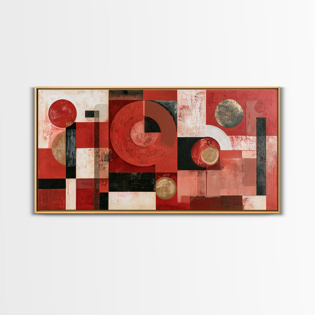 Red Room Interior Abstraction Without Realistic Furniture Canvas Print, Expressionist Art, Living Room Decor, Expression, EXP-2x1-15
