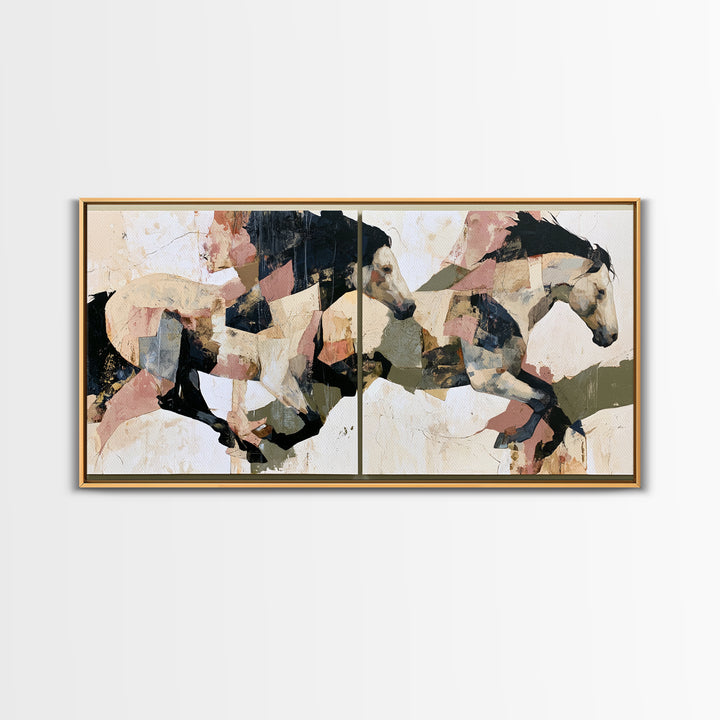 Expressionist Horse in Motion with Wild Mane Canvas Print, Expressionist Art, Minimalist Decor, Living Room Decor, Expression, EXP-2x1-30