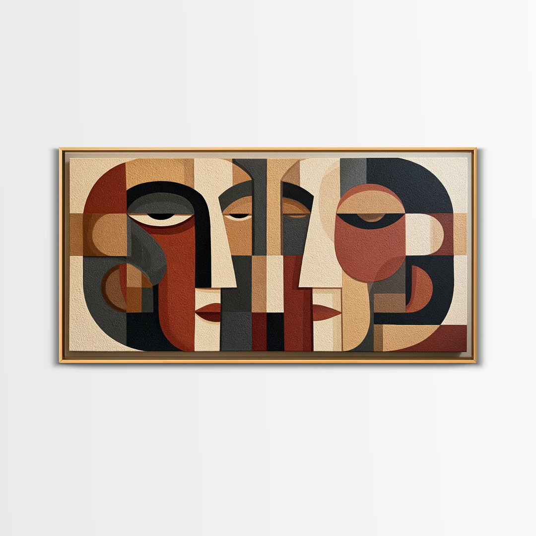 Abstract Face Split by Contrasting Emotions Canvas Print, Expressionist Art, Large Wall Art, Living Room Decor, Expression, EXP-2x1-31