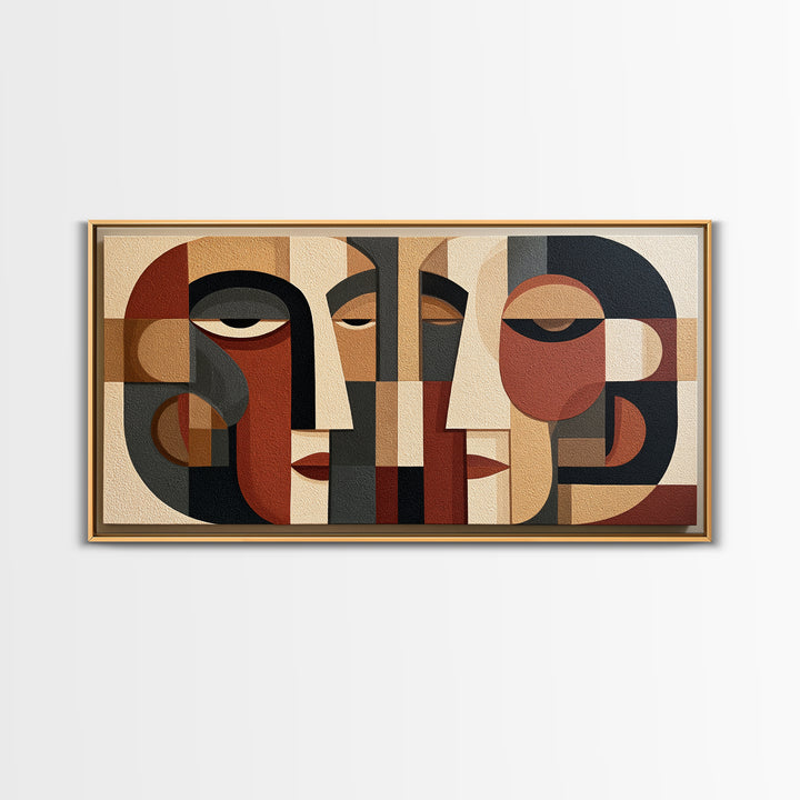 Abstract Face Split by Contrasting Emotions Canvas Print, Expressionist Art, Large Wall Art, Living Room Decor, Expression, EXP-2x1-31