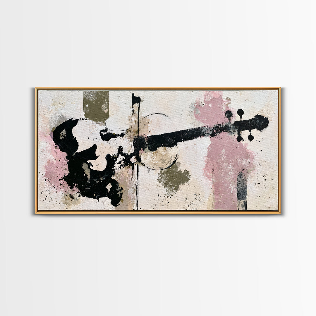 Violinist Painted in Electric Brush Marks Framed Canvas Print, Expressionist Art, Painting, Living Room Decor, Expression, EXP-2x1-33