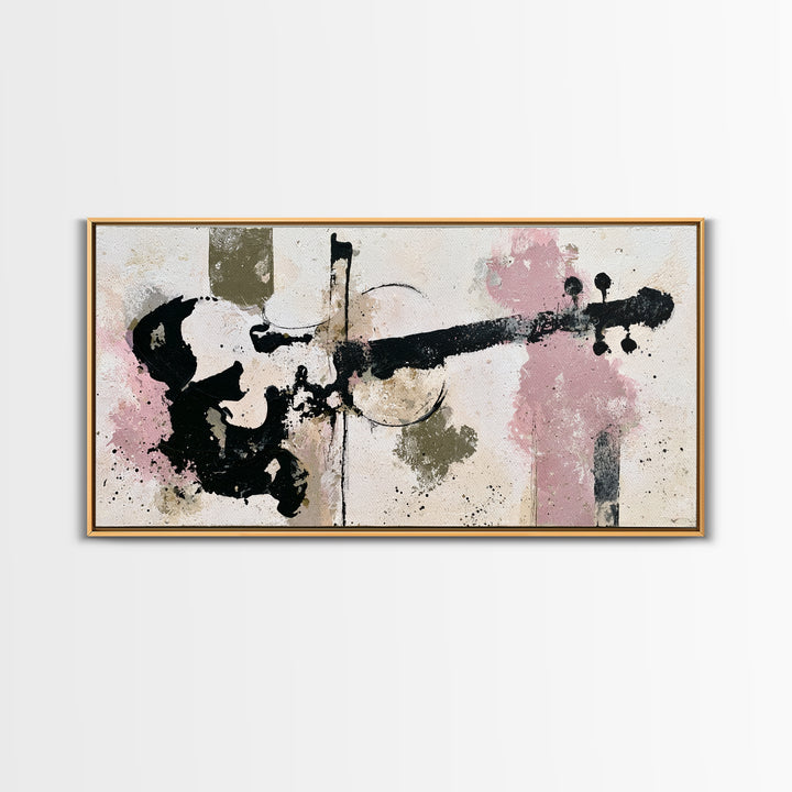 Violinist Painted in Electric Brush Marks Framed Canvas Print, Expressionist Art, Painting, Living Room Decor, Expression, EXP-2x1-33