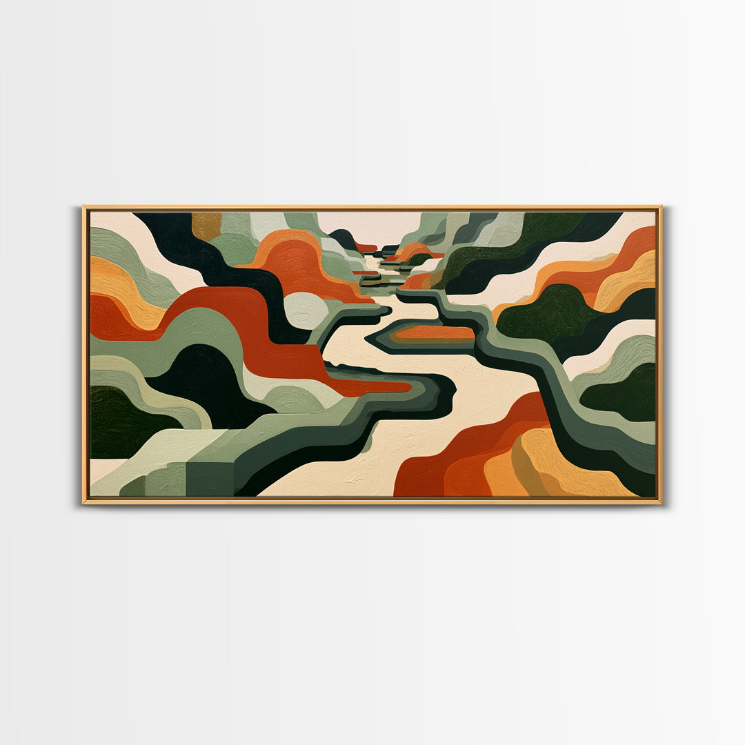 Garden Path with Thick Green and Orange Canvas Print, Expressionist Art, Contemporary Art, Living Room Decor, Expression, EXP-2x1-34